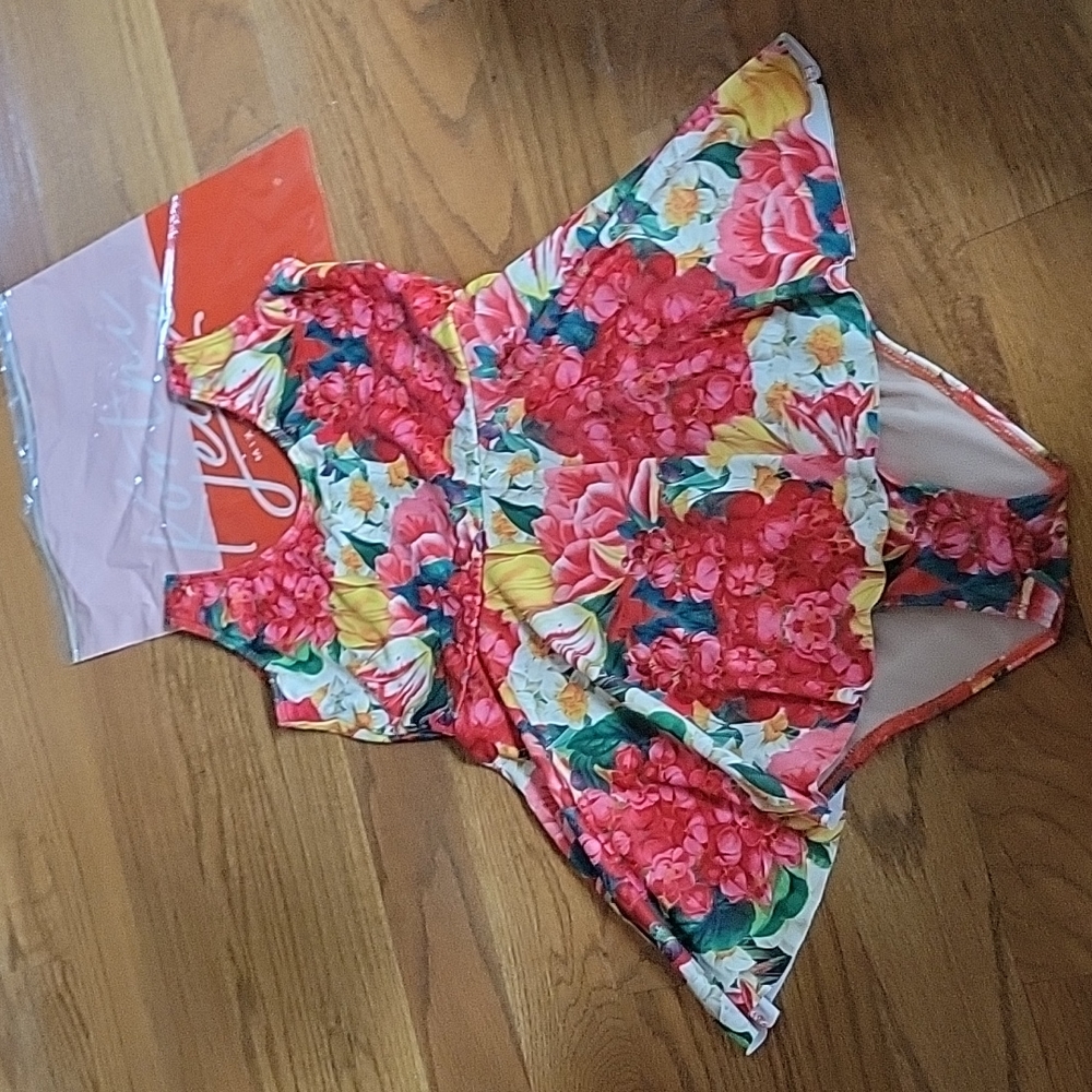 Kortni Jeane skirted one piece girls swimsuit floral 10 11